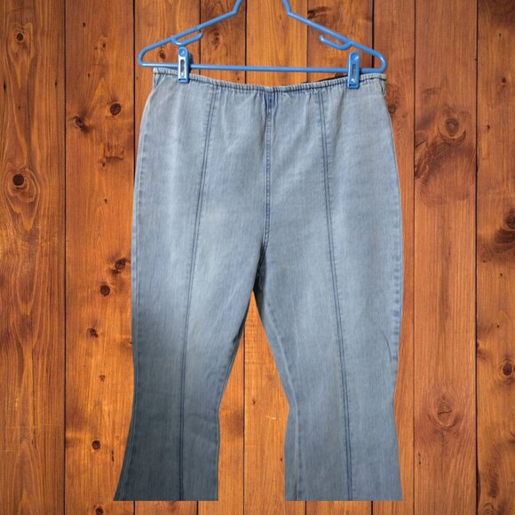 No Boundaries Juniors XXL (19) Blue Flared Elastic Waist Frayed Hem Pull On Jean - Picture 2 of 4
